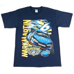 Vintage Nascar Shirt Mens L Navy Blue Tee Mark Martin Racing Team Y2K 00s